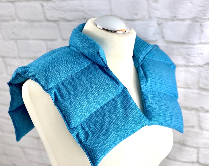 Rapeseed pillow, neck pillow, heat pad, blue patterned, blue - turquoise