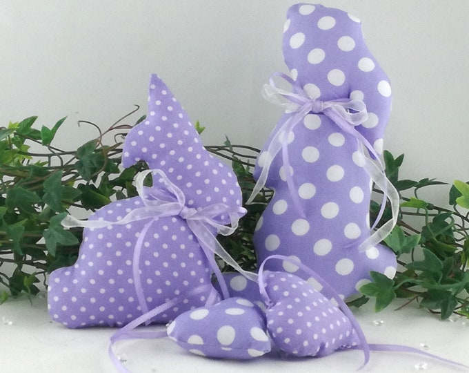 Easter bunny family in country style lilac - white