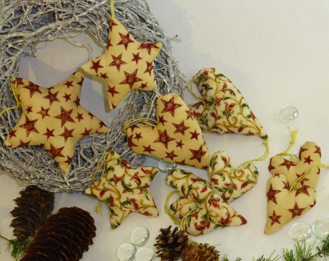 Christmas tree decoration set stars + hearts