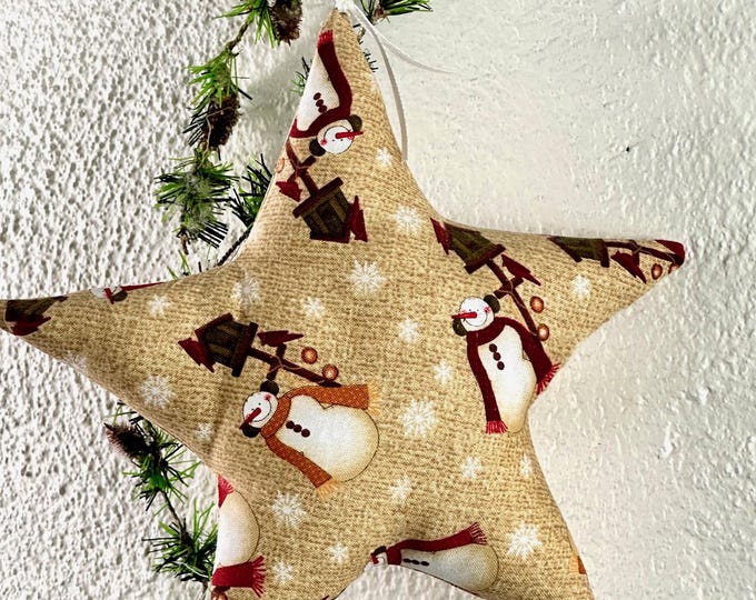large XXL star beige-red snowman winter forest made of fabric, fabric stars, stars made of fabric, star, deer, Christmas tree, forest