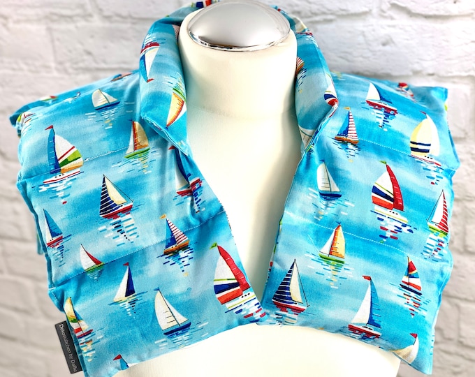 Rapeseed pillow, neck pillow, heat pad, blue maritime at sea
