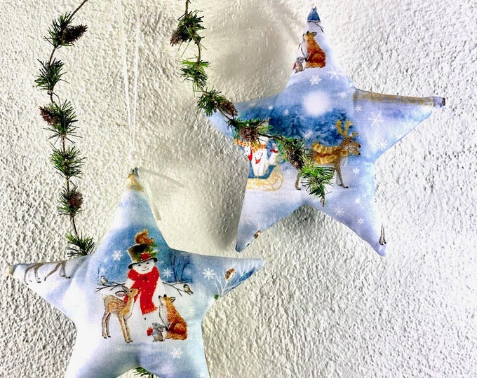 large XXL star blue made of fabric, fabric stars, stars made of fabric, star, winter, snowman, Christmas tree, reindeer, Christmas decoration