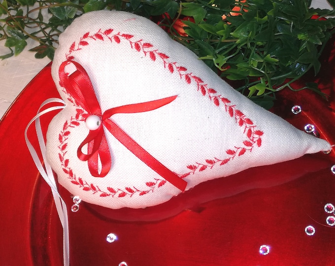 noble heart embroidered white and red