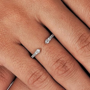 14k Gold Open Diamond Ring: Graduated Stacking Band