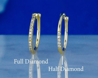 Single (Half Pair) Earring 14k Solid Gold Natural Diamond Non Pierced Ear Cuff