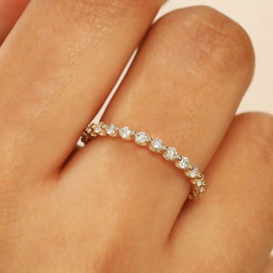 CLEARANCE SPECIAL! Diamond Full Eternity band, Bubble Shared Prong,  Wedding Band, Stack Ring, 14K solid gold, Social Value