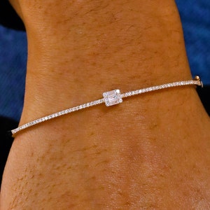 14k massief gouden echte natuurlijke diamant stokbrood en ronde diamant smaragd geslepen look statement armband dames wit geel roségoud