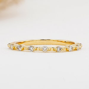 CLEARANCE! 14k Solid Gold Natural Diamond Thin Distance Promise Stackable Ring Band