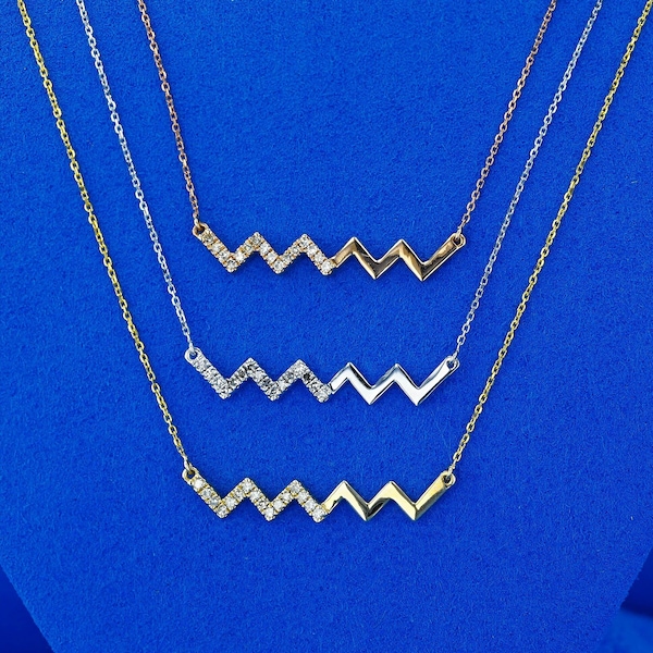 Zig Zag Necklace Etsy