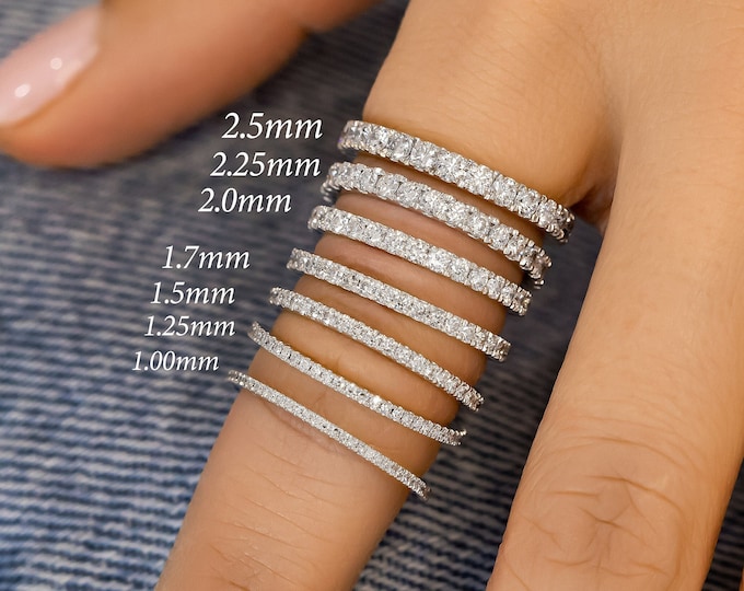 14k Gold Diamond Eternity Band: Stackable Wedding Ring - Etsy