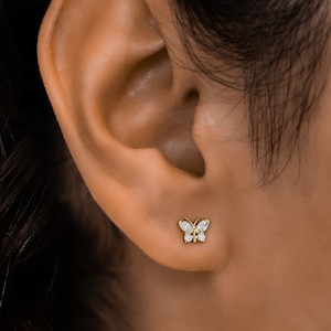 Single (Half Pair), Diamond Earring, Butterfly Shaped Stud, 18k Yellow, White, Rose Gold, Social Value Fine Jewelry