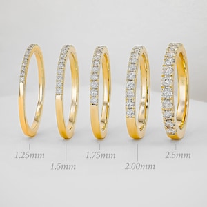 Half Eternity Diamond Ring, Simple Wedding or Stackable Band, 14k Yellow, White, Rose Solid Gold, Social Value Fine Jewelry