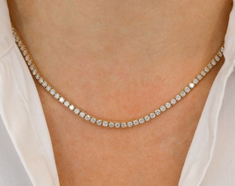 FLASH SALE! Diamond Necklace, Flexible Tennis, 14k Solid Yellow White Rose, Social Value