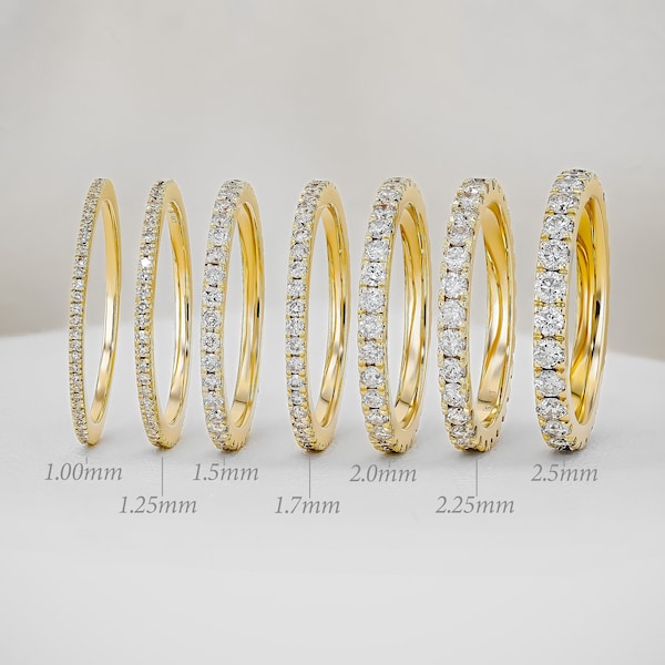 14k Solid Gold Genuine Diamond FULL Eternity Band Wedding Band Stack Ring For Women All Widths Best Prices Anywhere!