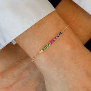 14k Gold Sapphire Garnet Bracelet: Natural Gemstone Adjustable Chain