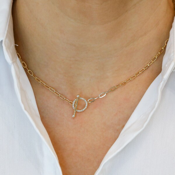 Gold Paper Clip Necklace Etsy