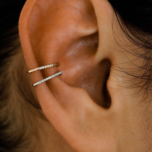 Ear Cuff Solid Gold Ear Cuff Nonpierced Cartilage Earcuff Etsy