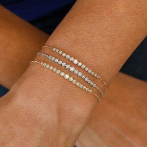 18k gouden diamanten bolo-armband: gegradueerde ring, verstelbare ketting