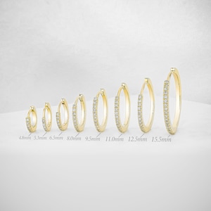 Single Half Pair 14k Solid Gold Genuine Diamond Front/Back Hoop Earring for Women in White Yellow and Rose Gold image 5