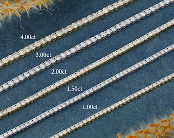 14k Gold Diamond Tennis Bracelet: 1-7 ct, White, Yellow, Rose Gold
