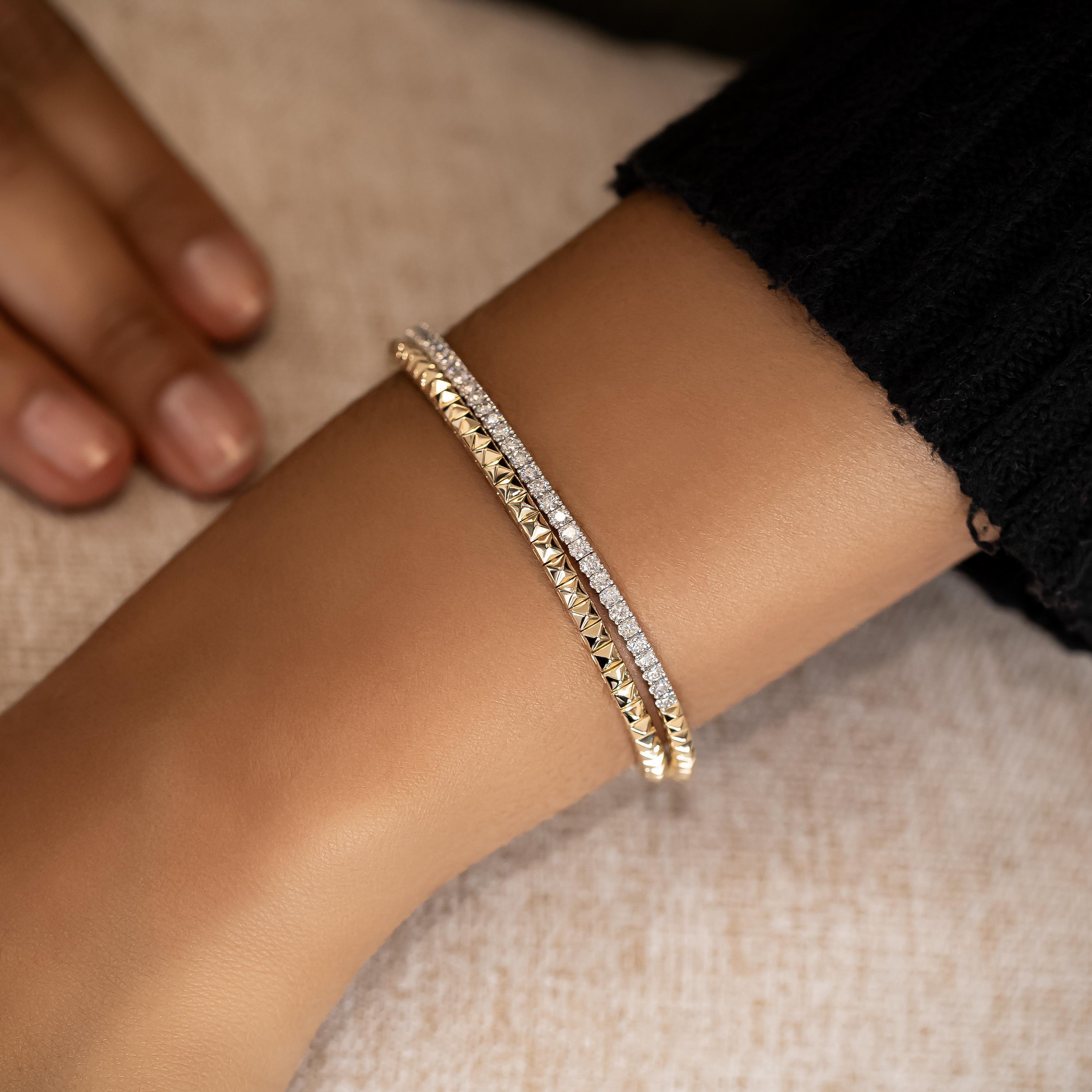 Bracelet En Diamant Entrelacé Infini - 1/4 Carat - Cuivre Doré - Longueur 20 Cm