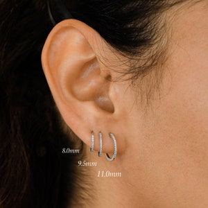 Single Half Pair 14k Solid Gold Genuine Diamond Front/Back Hoop Earring for Women in White Yellow and Rose Gold image 8