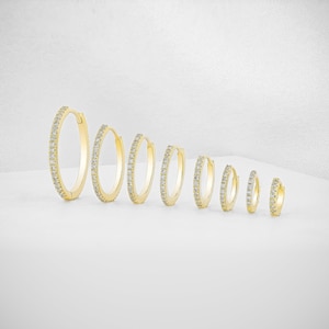 SINGLE (Half Pair) 14k Gold Diamond Huggie Hoop Earring