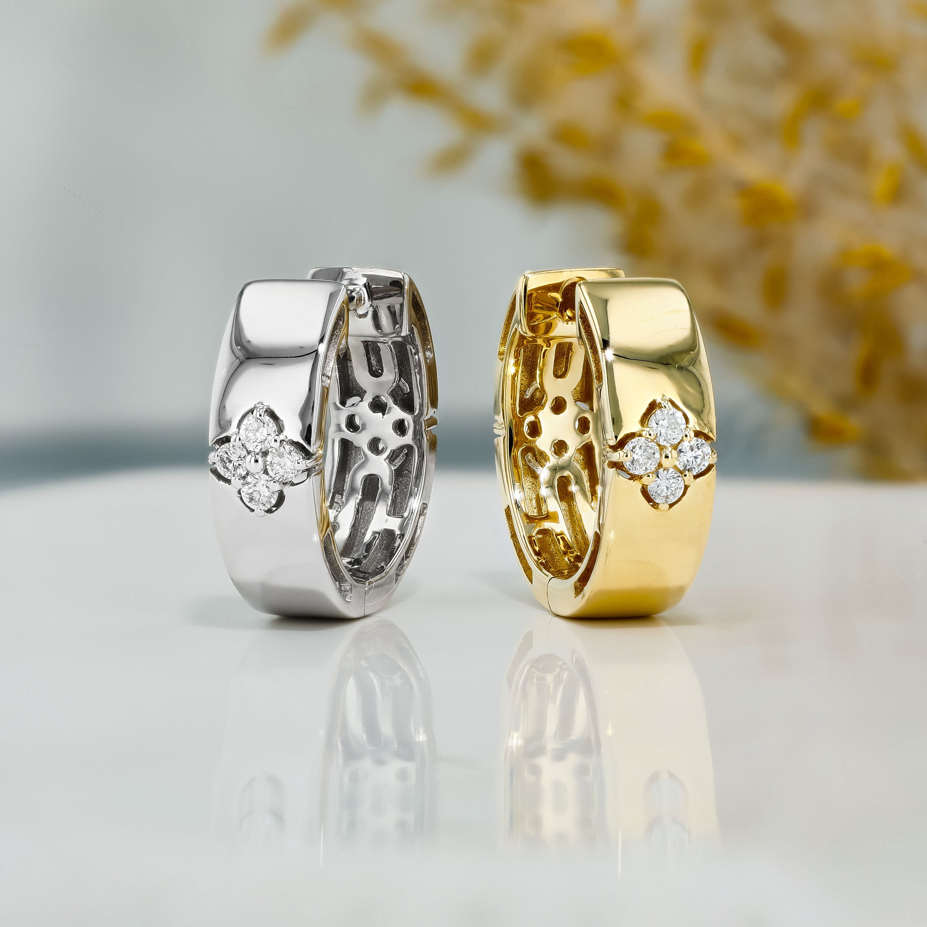 Small Gold Cluster Diamond Style Huggie Hoop Earrings Lily & Roo Wolf & Badger
