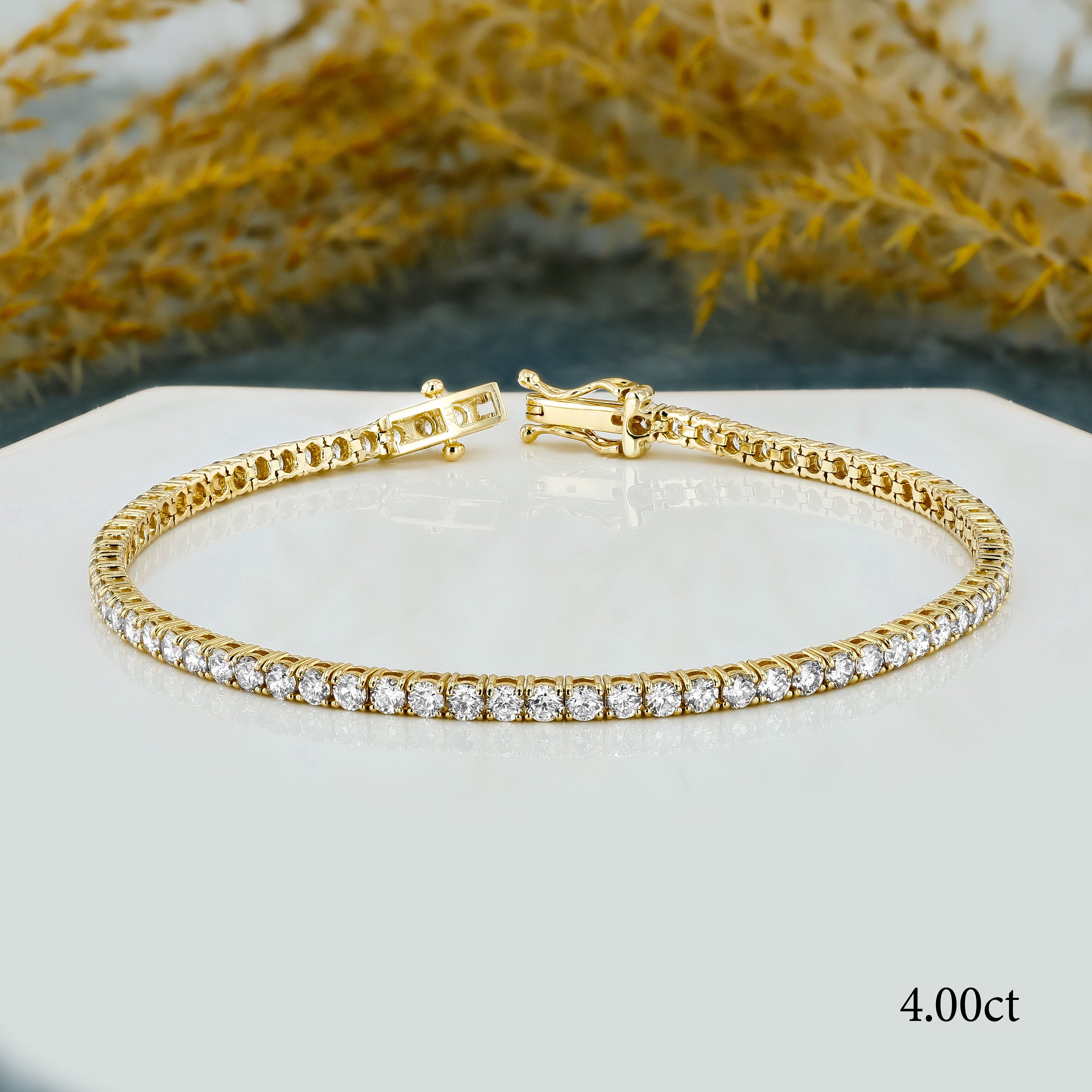 Diamond Tennis Bracelet, 4 Prong, 1ct - 7ct, 14k Solid White  