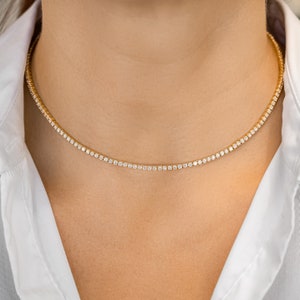 CLEARANCE SPECIAL! Diamond Necklace, Tennis Choker, Adjustable Length Chain, 18k Solid White Yellow Rose Gold, Social Value