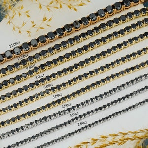 14k Solid Gold Natural Black Diamond 4 Prong Tennis Bracelet