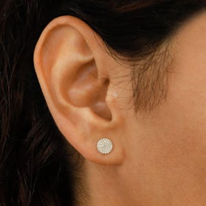 Aretes de diamantes en oro de 14 k: aretes de disco redondos