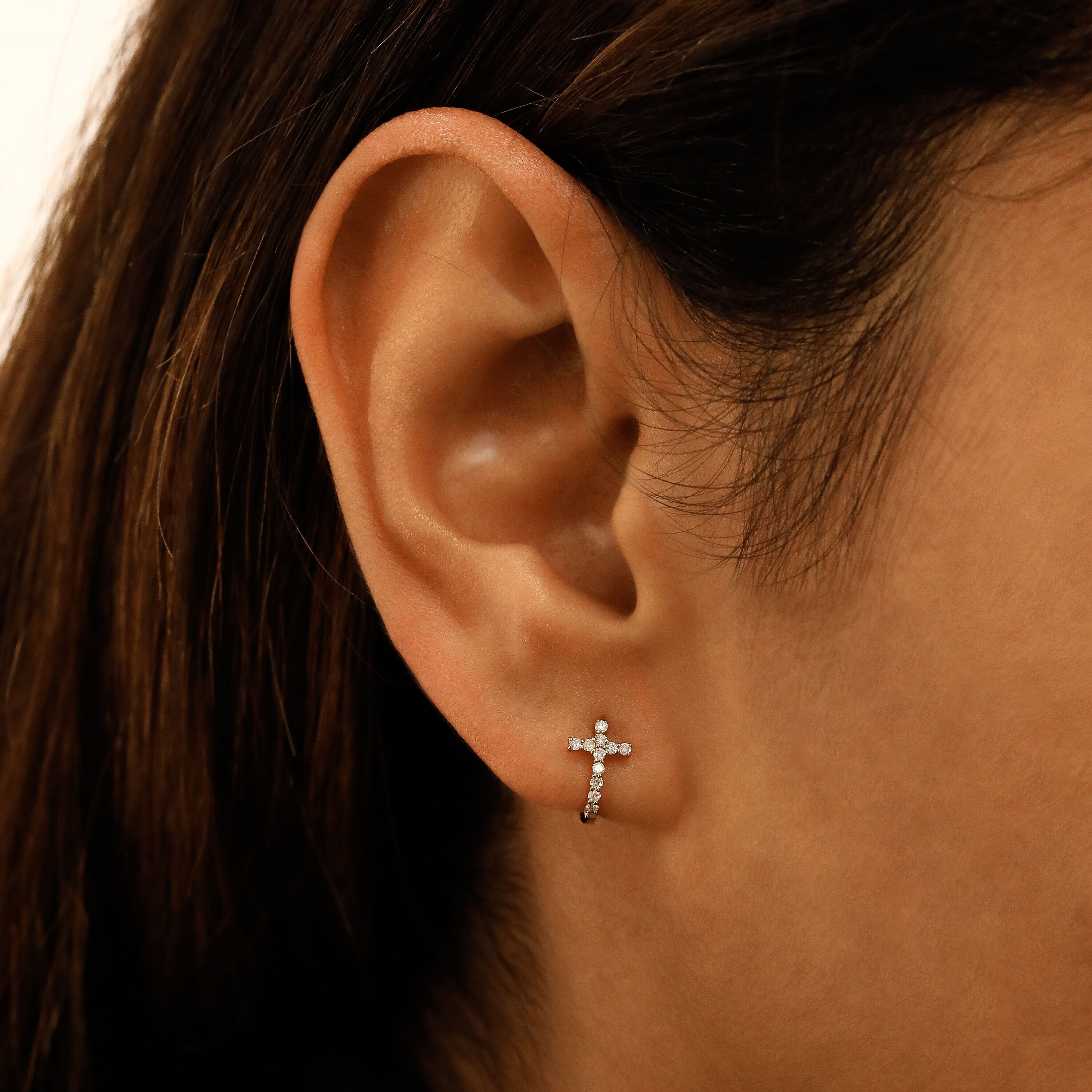 18kt rose gold diamond Mina earrings