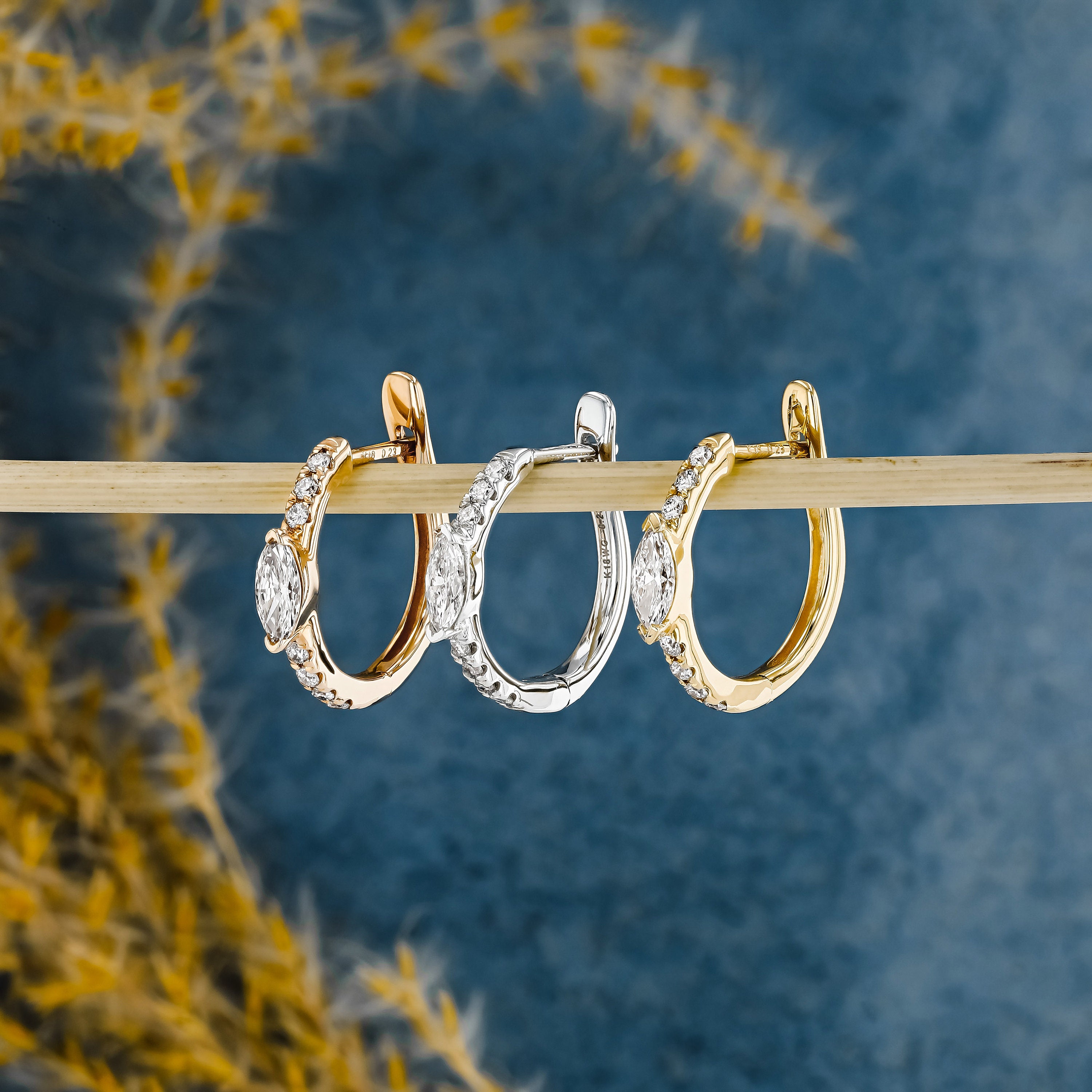 Single (half Pair) 18k Solid Gold Natural Diamond Baguette