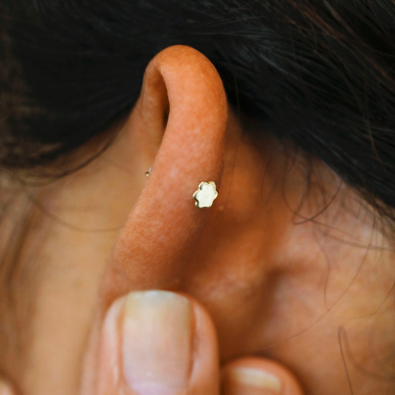 Single half paar 14K of 18k goud echte Diamond Cluster Spray Ear Climber Crawler Earring Stud 1/2 lengte afbeelding 7