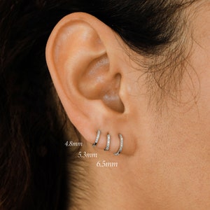 Single Half Pair 14k Solid Gold Genuine Diamond Front/Back Hoop Earring for Women in White Yellow and Rose Gold image 6