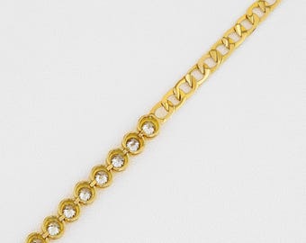 Jewellers Half Pavan Gold Bracelet 18k Yellow Gold Diamond Bezel