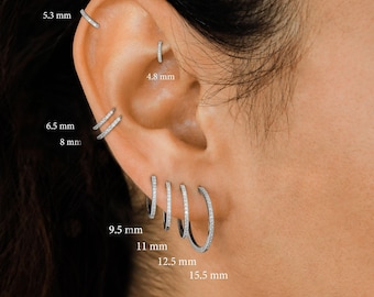 SINGLE (Half Pair) 14k Gold Diamond Huggie Hoop Earring