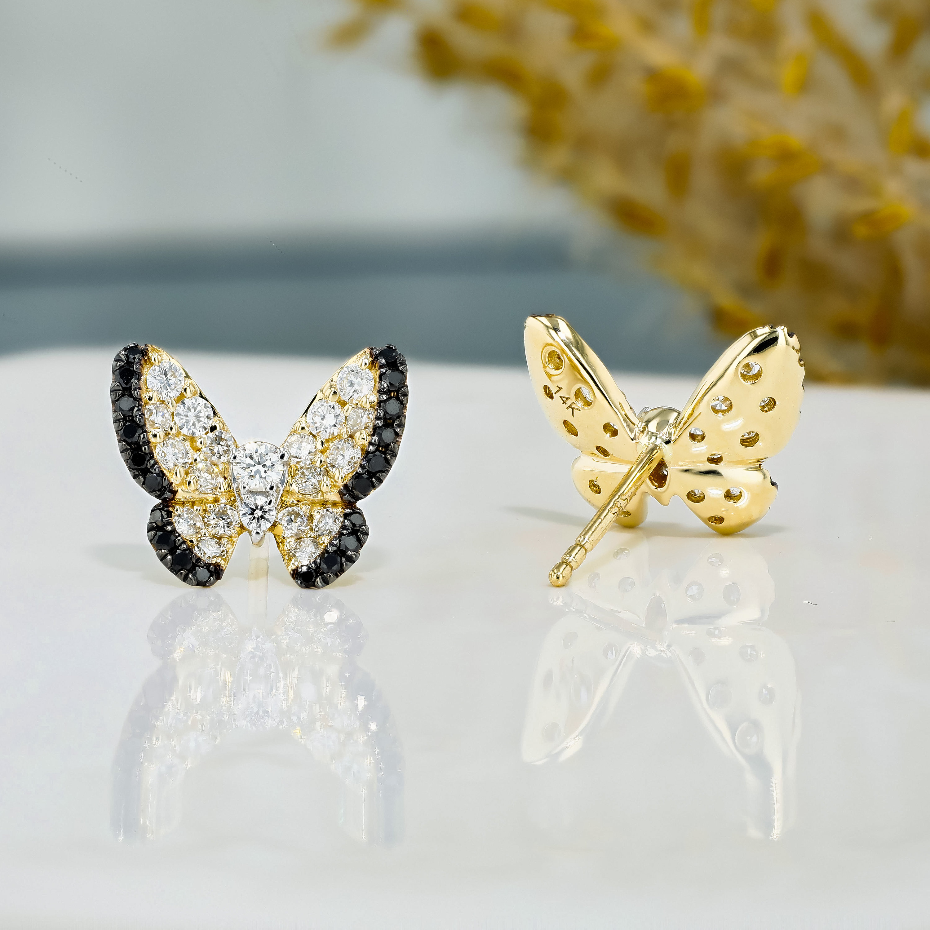 Buy Yellow Chimes Crystal Studded Butterfly Earrings online