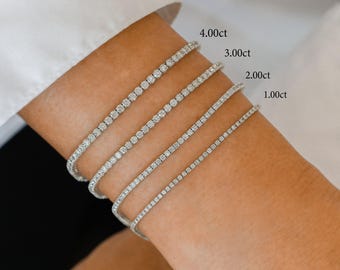 14k Gold Diamond Tennis Bracelet: 1-7 ct, Round Cut