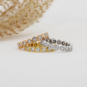 CLEARANCE Diamond Bezel Set Eternity Bands, 14k Wedding Band for Her, Eternity Ring, Thin Diamond Band with Rose Gold Ring for Wife image 6