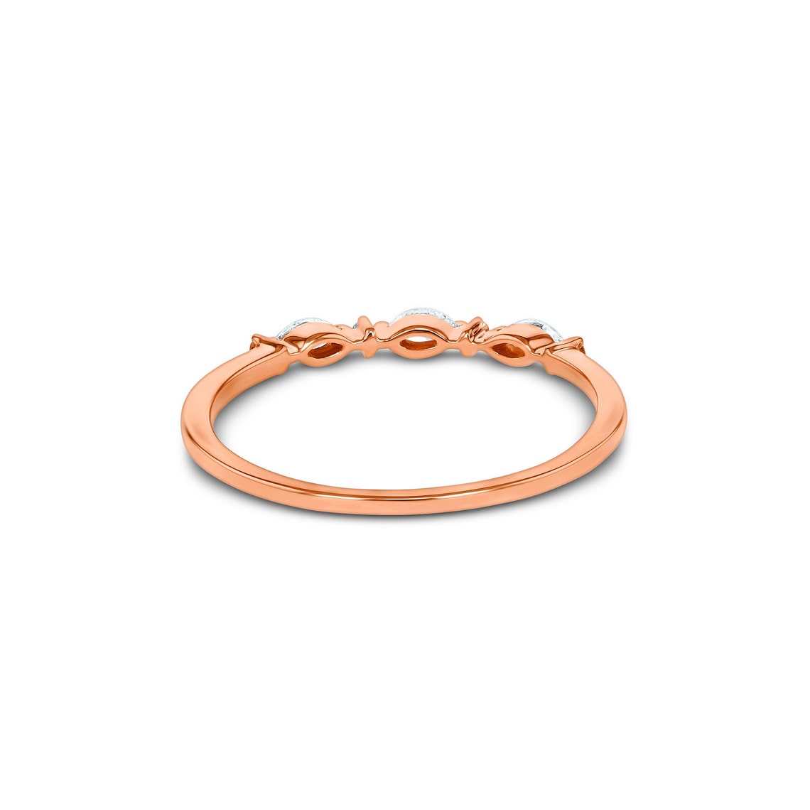 14k Solid Gold Genuine Natural Diamond Wedding Band Stack Ring | Etsy