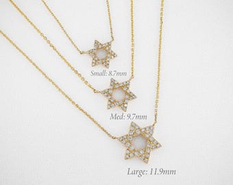 14k Gold Diamond Star of David Necklace: Dainty Jewish Jewelry