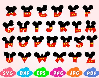 MICKEY FONT Svg,Letters with Mickey Mouse svg,Disney Alphabet svg,Monogramm,Mickey Letters svg,Disney font,Cricut cut files,dxf,svg,png,eps