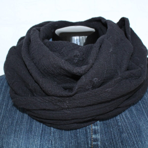 Muslin loop embroidery black, women's loop black, round scarf