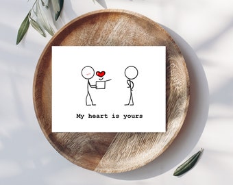 Funny figures card| Couples birthday greetings card| Sending love for her| Flirty heart card for wife| My heart is yours pun card