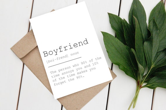 Boyfriend quotes greetings card Funny cards for him Love | Etsy