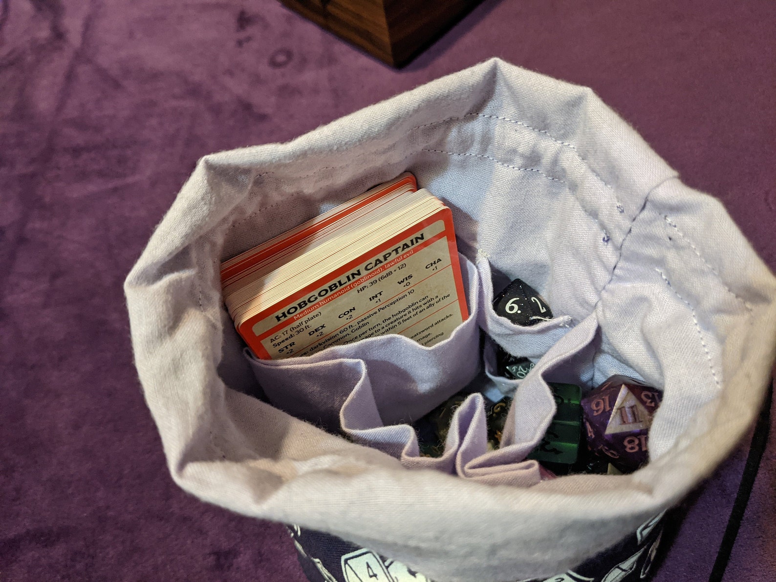 Drawstring dice bag with pockets d d bag of holding nautical etsy