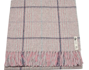 Alpaka Decke Kuscheldecke Wolldecke Wohndecke aus Peru 150x200 cm - rosa mit grau