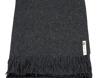 Alpaca wool blanket throw in charcoal